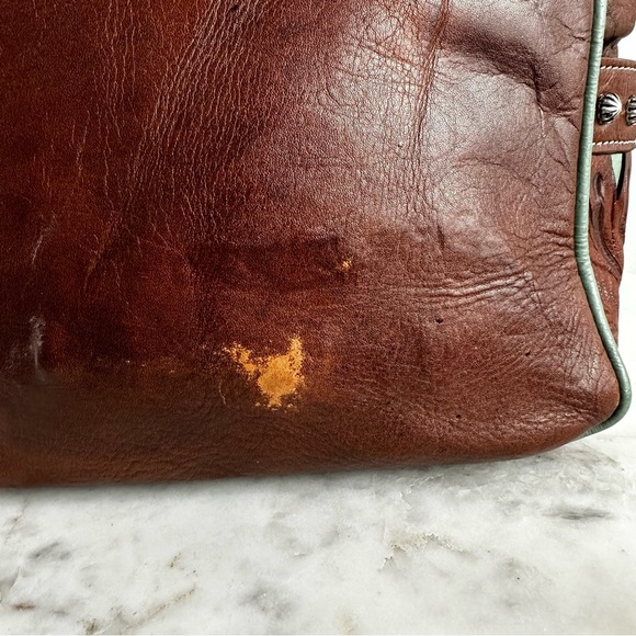 American West Desert Flower Zip Top Tote Tan Brown And Turquoise - Picture 4 of 7